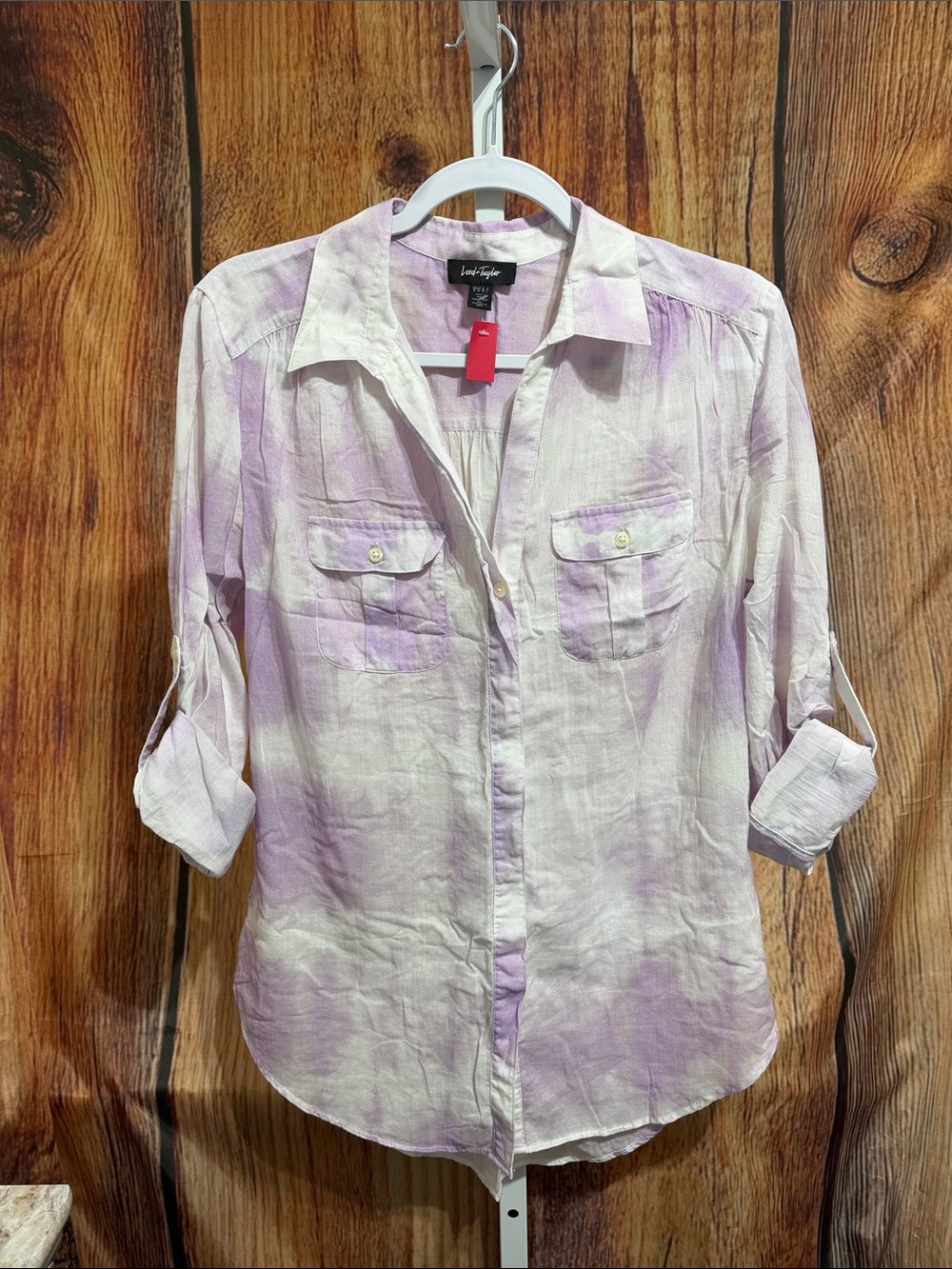 🚨(4/$10) Lord & Taylor Roll Tab Sleeve Blouse Size M